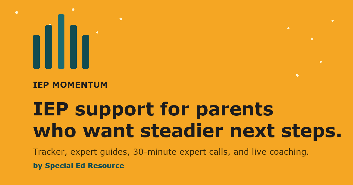 IEP Momentum logo and tagline by Special Ed Resource.