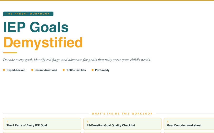 Preview of the IEP Goals Demystified workbook included in the IEP Momentum resource library.