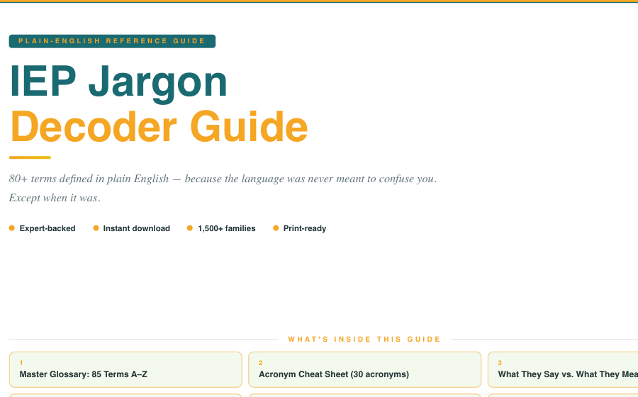 Preview of the IEP Jargon Decoder Guide included in the IEP Momentum resource library.